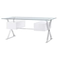 thumbnail image 5 of Pemberly Row 71" Stainless Steel and Glass Office Desk in White, 5 of 9