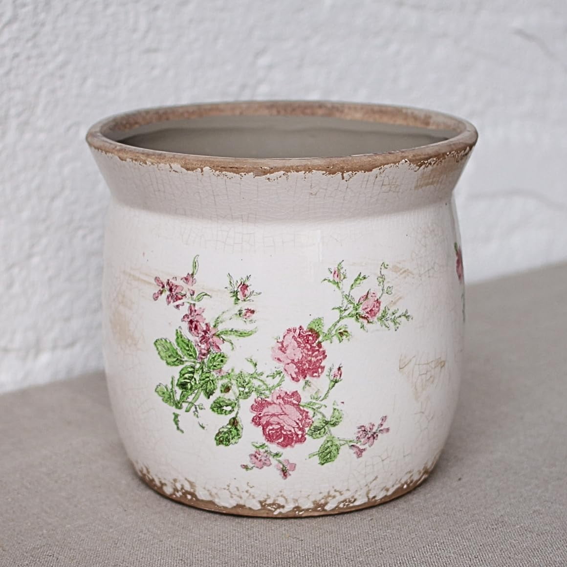 Rustic Ceramic Pots for Plants, 6.21in. Vintage Crackle Glazed Planters for Indoor & Outdoor Plants with Drainage Hole, Unique Planting Pots for Gardening, Tuscan Decor Plant Pots Indoor, Floral