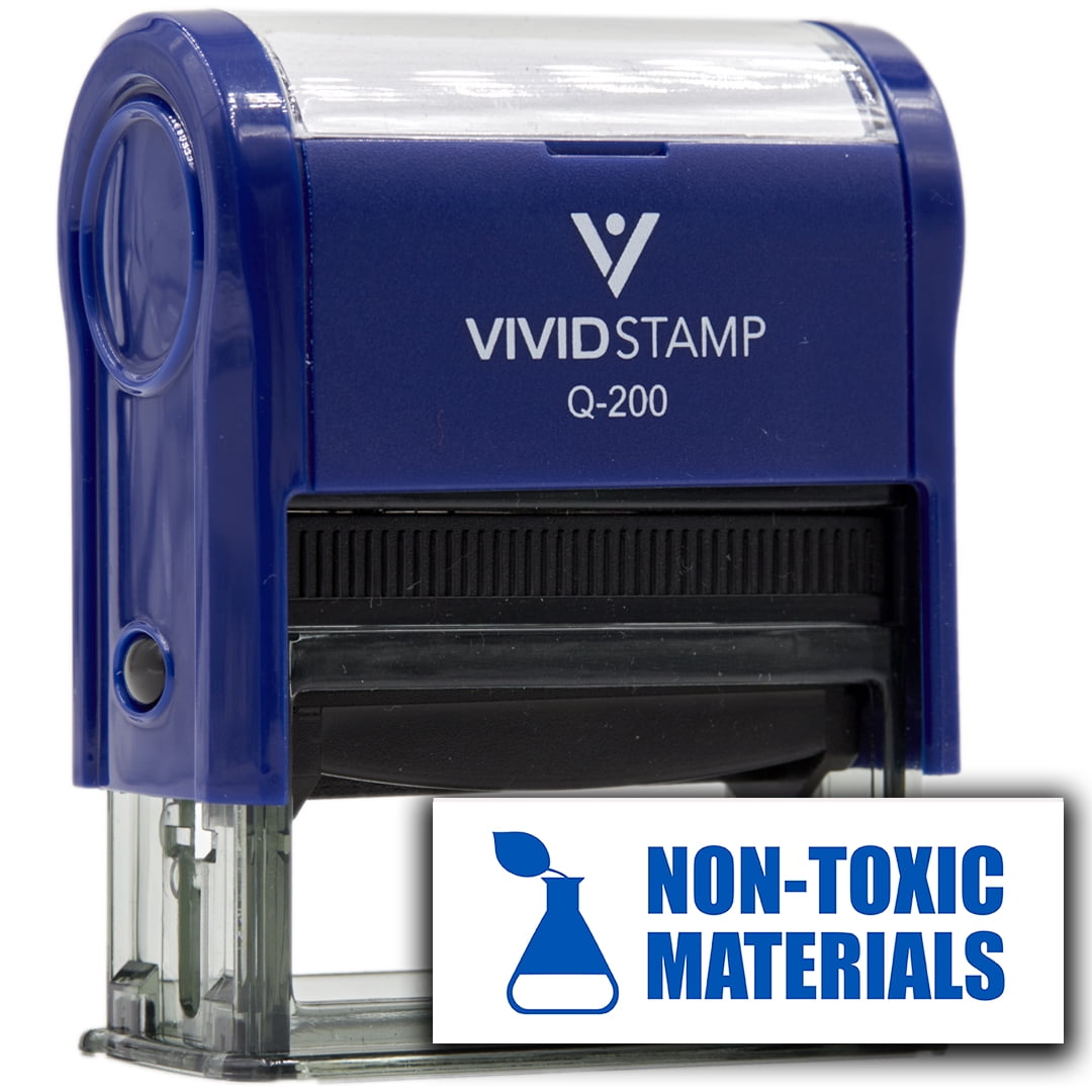 (3 pack) All Quality Non-Toxic Materials Self-Inking Rubber Stamp (Blue Ink) - Q-200