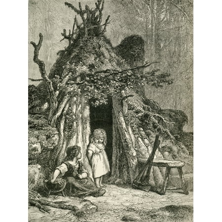 Cabin Pictures Two Children Outside A Woodmans Cabin In The Ardennes France In The 19Th Century From French Pictures By The Rev Samuel G Green Published 1878 Canvas Art - Ken Welsh Design Pics (24 x 34) ()