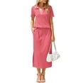 thumbnail image 2 of Jaimenalin Women'S Skirt Sets 2 Piece Outfits Summer Casual Striped Short Sleeve Skirt and Top Set Pink S, 2 of 9