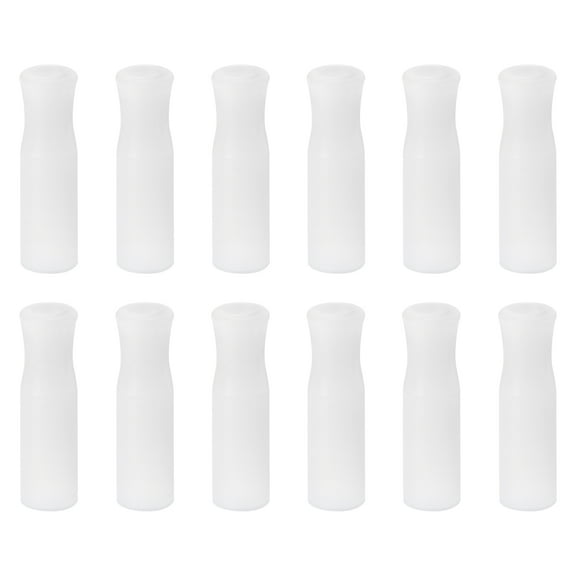 12pack Silicone Straw Tips, Soft Reusable Straws Tips Fit for 1/3 Inch(8mm) OD Stainless Steel Straws, White
