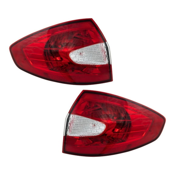 KarParts360 For Ford Fiesta 2011 2012 2013 Sedan Tail Light Driver And Passenger Side | Pair | Outer | Red And Clear Lens | ASA Plastic Housing w/ Bulbs | FO2804105, FO2805105 | BE8Z13405A, BE8Z13404