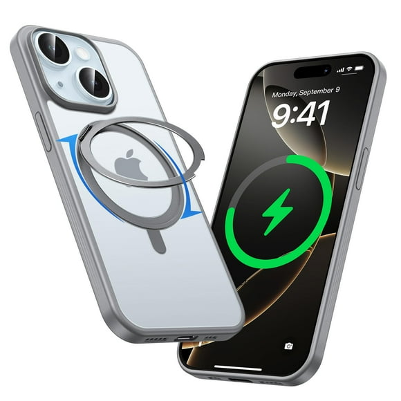 Funda MAGIC JOHN para iPhone 15 con soporte magnético giratorio 360°
