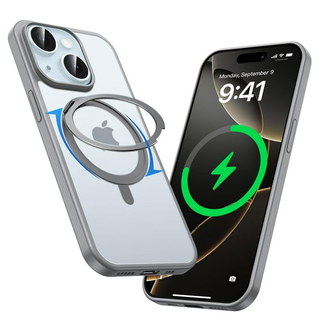Funda MAGIC JOHN para iPhone 15 con soporte magnético giratorio 360°