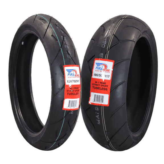 Full Bore 120/70-17 F 190/50-17 R Set Radial Sportbike Motorcycle Front Tires