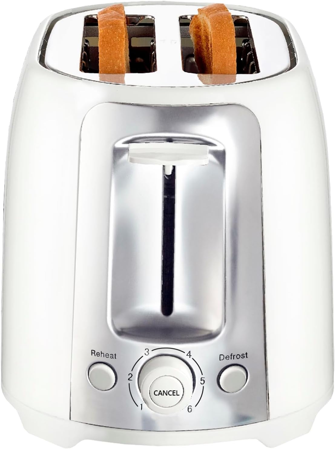 Aiwa 2-Slice Toaster with Wide Slots, 6 Browning Settings, and Crumb Tray, White