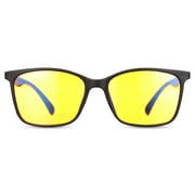 Amber Blue Light Blocking Glasses for Women Men - Black Square Nerd Eyeglasses Frame - Anti Blue Ray Computer Gaming Glasses - Transparent UV Lenses for Reading TV Phones