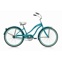 Wonder Wheels 26 In. Beach Cruiser Coaster Brake Single Speed Bicycle, Bike, Stainless Steel Spokes One Piece Crank Alloy Turquoise Rim 36 H With Fender - Turquoise