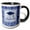 Black/White, variant on 3drose, Graduation Cap, Diploma, Faded Dots, Blue Frame, Jewels, 2018, Blue, 11oz Two-tone Yellow Mug