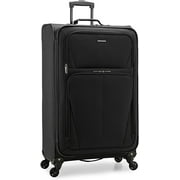 U.S. Traveler Aviron Bay Expandable Softside Luggage with Spinner Wheels, Black, Checked-Large 31-Inch