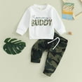 thumbnail image 2 of larppty Baby Boy Fall Clothes Set Long Sleeve Crewneck Sweatshirts Pants Cute Infant Newborn Outfits (White,12-18 Months), 2 of 7