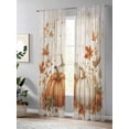 thumbnail image 4 of Fall Sheer Curtains 108 inches Long, Pumpkin Orange Maple Leaf Watercolor Wood Texture Light Filtering Sheer Window Curtains Rod Pocket Voile Drapes for Bedroom Living Room, 52"W x 108"L 2 Panels, 4 of 7