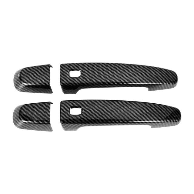 Cubierta de manija de puerta exterior única para Chevrolet Camaro 2016-2023 con agujero inteligente de fibra de carbono negra 2 piezas