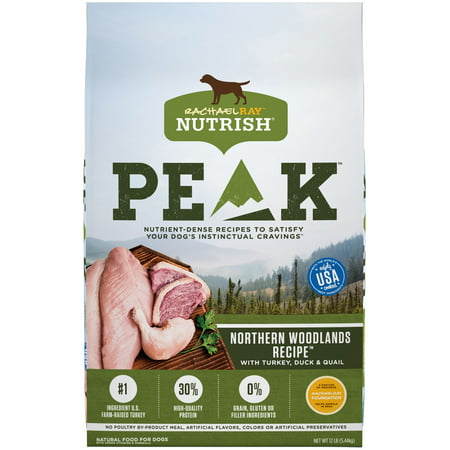 Rachael Ray Nutrish PEAK Natural Dry Dog Food, Grain Free, Northern Woodlands Recipe with Turkey, Duck & Quail, 12