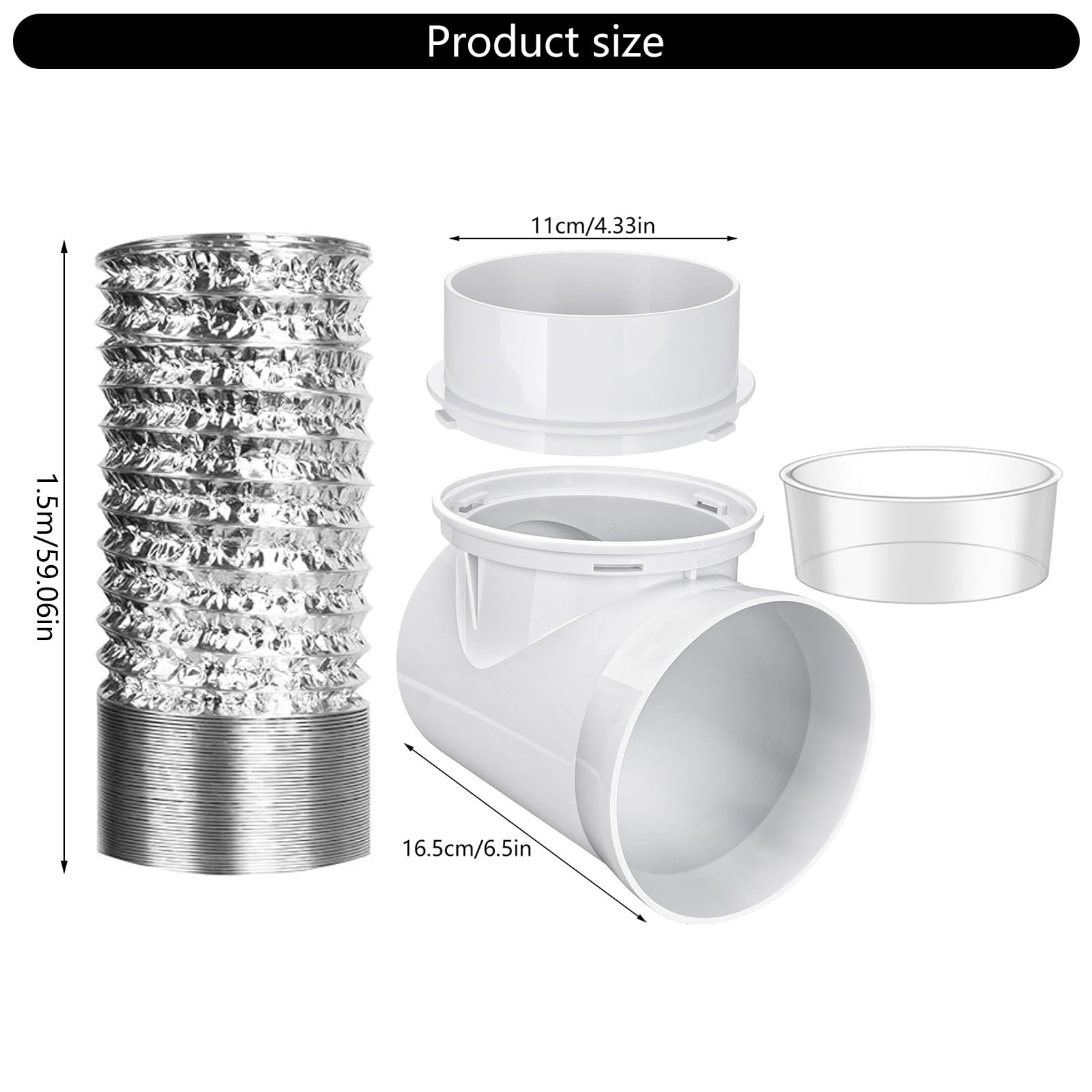 Dryer Vent Extension Set: 90 Degree Quick-Connect Elbow, Wall Mount & Detachable Hose Assembly