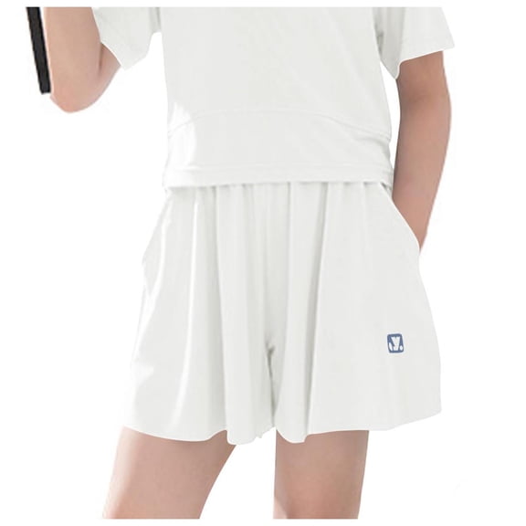 BADHUB Girls Shorts 2 in 1 Flowy Shorts with Pocket Athletic Skorts for Girls Lightweight Running Tennis Skirts White 13 Years