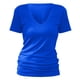 thumbnail image 5 of Ploknplq Tshirts Shirts for Women,Going Out Tops for Women,Shirts for Women,Women'S Solid Color V Neck Fashion Sexy Short Sleeve T Shirt,Womens Blouses,Loose Shirts for Women Blue 6XL, 5 of 6