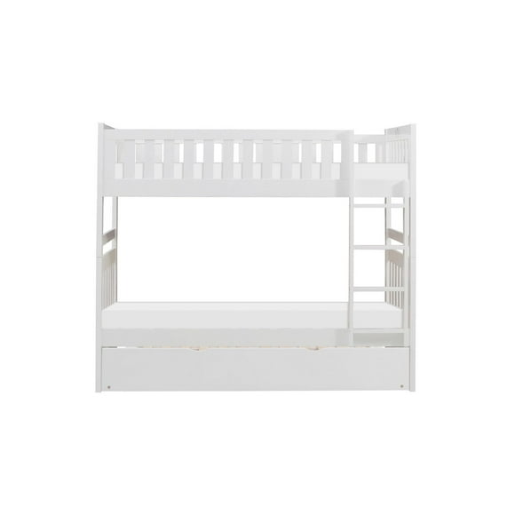 Topline Home Furnishings Lit simple sur lit superposé blanc avec lit gigogne simple