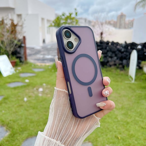 For iPhone 16 Magnetic Phone Case,Anti-fingerprint Matte Back Design,Compatible with Mag-Safe,Ultra Slim Shockproof Drop Protection Rugged Translucent Thin Fit Phone Case,Purple