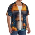 thumbnail image 4 of Honeii 's Vintage Blue Leaf Mushroom for men's short-sleeved button-up collared shirt featuring a pocket, perfect for beach vacations, and travel adventures., 4 of 5