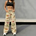 thumbnail image 5 of VBVC Women's Floral Paisley Print Barrel Jeans , High Waisted Denim Pants For Women,Ladies' Baggy Washed Trousers with Pockets,Beige,S-2XL, 5 of 10