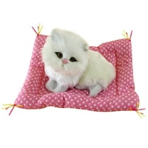 Elainilye Simulation Cat Plush Toy, Cute Sleeping Cat Stuffed Animal with Sound Cushion Cat Room Car Decoration Birthday for Kids Toddlers Baby - H