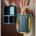 thumbnail image 3 of Lunch Box, Leakproof Bento Box With 4 Compartments Including Sauce Section, Perfect For Kids And Adults, Wheat Blue, Bpa Free, Microwave & Dishwasher Safe, Includes Fork And Spoon, 1300Ml, 3 of 5