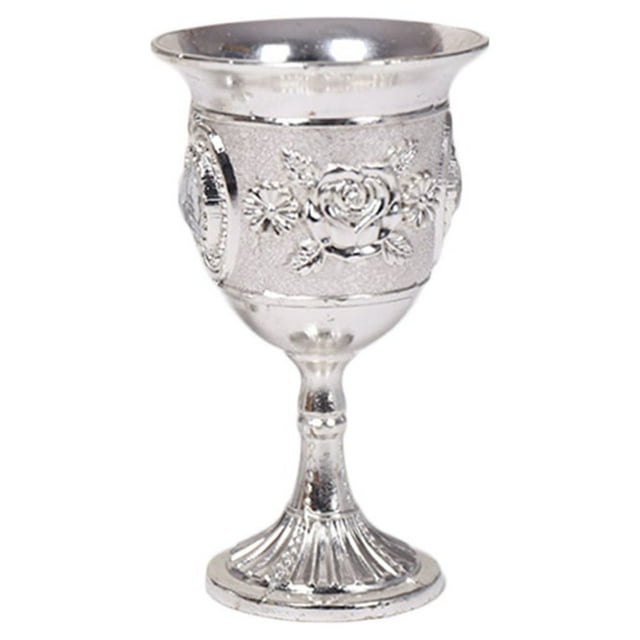 Elegant Inlay Design Wine Goblet Made of Zinc Alloy Unbreakable and Reusable Perfect for Drinking Use Silver Color