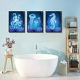 thumbnail image 3 of Black Framed Wall Art Paintings For Living Room Bedroom Decor Blue Ocean Life Theme Art Prints Wall Artworks Sea Animal Sea Horse Octopus Jellyfish Pictures Bathroom Home Decor Posters 3 Panels, 3 of 6