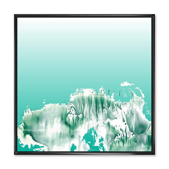 Designart 'Auquamarine Landscape Turquoise Splashes' Traditional Framed Canvas Wall Art Print