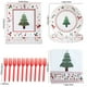 thumbnail image 3 of Juego de vajilla con temática de árbol de Navidad, platos desechables, tenedores, toallas de papel y artículos para fiestas., 3 of 6