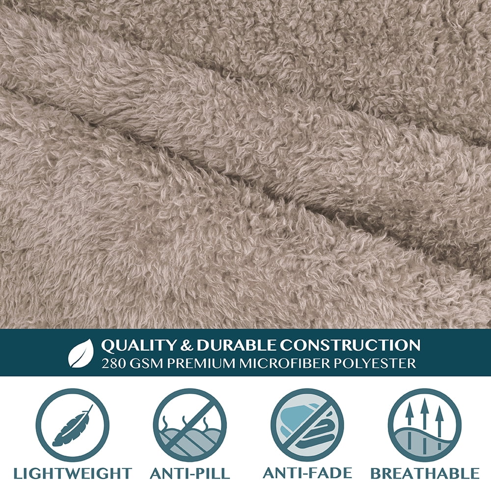 PAVILIA Fluffy Blanket with Sleeves Women Men Adults, Wearable Blanket Plush Soft Fuzzy, Hug Sleep Pod Snuggle Pocket Sleeved TV Throw, Sherpa Fleece Warm Cozy Shaggy Gifts Ideas Mom Wife, Taupe Tan