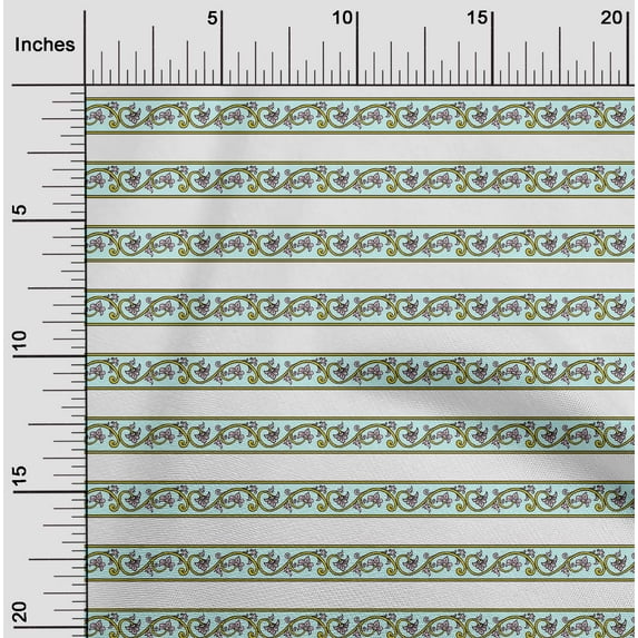 oneOone Silk Tabby Pastel Mint Fabric Leaves & Floral Block Sewing Craft Projects Fabric Prints By Yard 42 Inch Wide