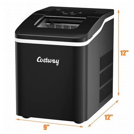 Costway - Portable Ice Maker Machine Countertop 26Lbs/24H Self-cleaning w/ Scoop - Black