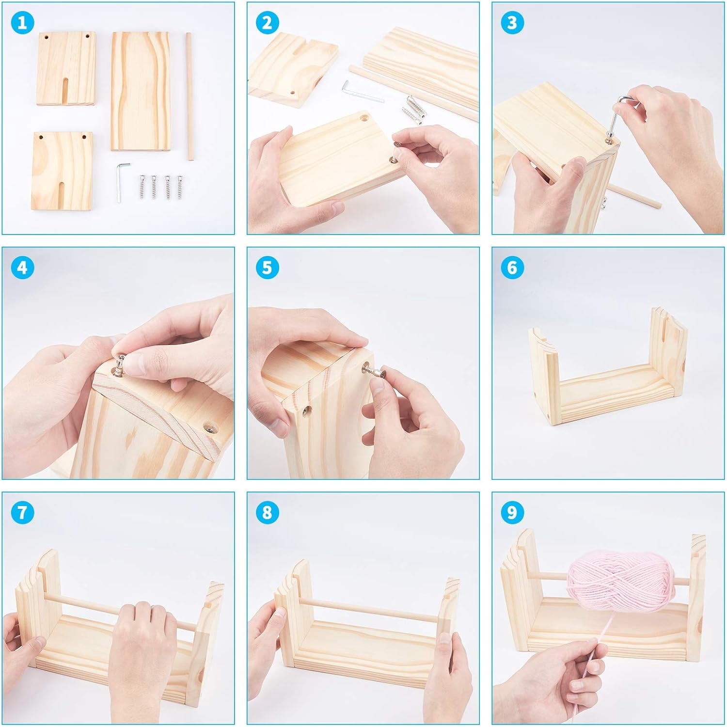 Wooden Weaving Loom Roller Frames Yarn Knitting Tools DIY Craft Tools BurlyWood 240x100x130mm