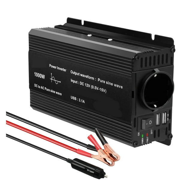Pure Sine Wave DC 12V To AC 110 V Car Power Inverter Adapter Converter with 3.1A Dual USB ,Easy to Use