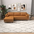 thumbnail image 3 of Desmond Cognac Tan Leather Living Room Tufted Left Faced Corner Sectional Sofa, 3 of 4