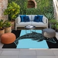 thumbnail image 2 of Dolphin Black Outdoor Rug for Patio/Deck/Porch, Non-Slip Large Area Rug 3 x 5 Ft, Nautical Mandalas Blue Boho Abstract Indoor Outdoor Rugs Washable Area Rugs, Reversible Camping Rug Carpet Runner, 2 of 8