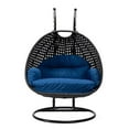 thumbnail image 4 of LeisureMod Mendoza Charcoal Wicker Patio Double Swing Chair in Blue, 4 of 11