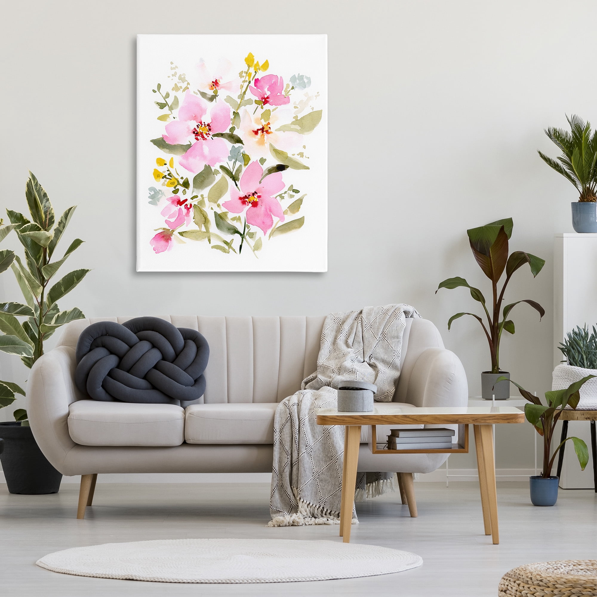 Stupell Industries Pink Blossom Pattern Botanical & Floral Painting Gallery Wrapped Canvas Art Print Wall Art, 36 x 48