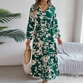 thumbnail image 2 of PuLe Long Sleeve Dress for Women Fall Floral Vacation Dresses for Women 2024 Trendy V-Neck Ruched Long Sleeve Dress Casual Fashion Boho Dresses for Summer, 2 of 8