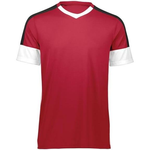Youth Wembley Soccer Jersey - Scarlet, White & Black - Large