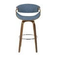 thumbnail image 6 of Curvini Mid-Century Modern Barstool In Walnut Wood And Blue Fabric - Set Of 2, 6 of 7