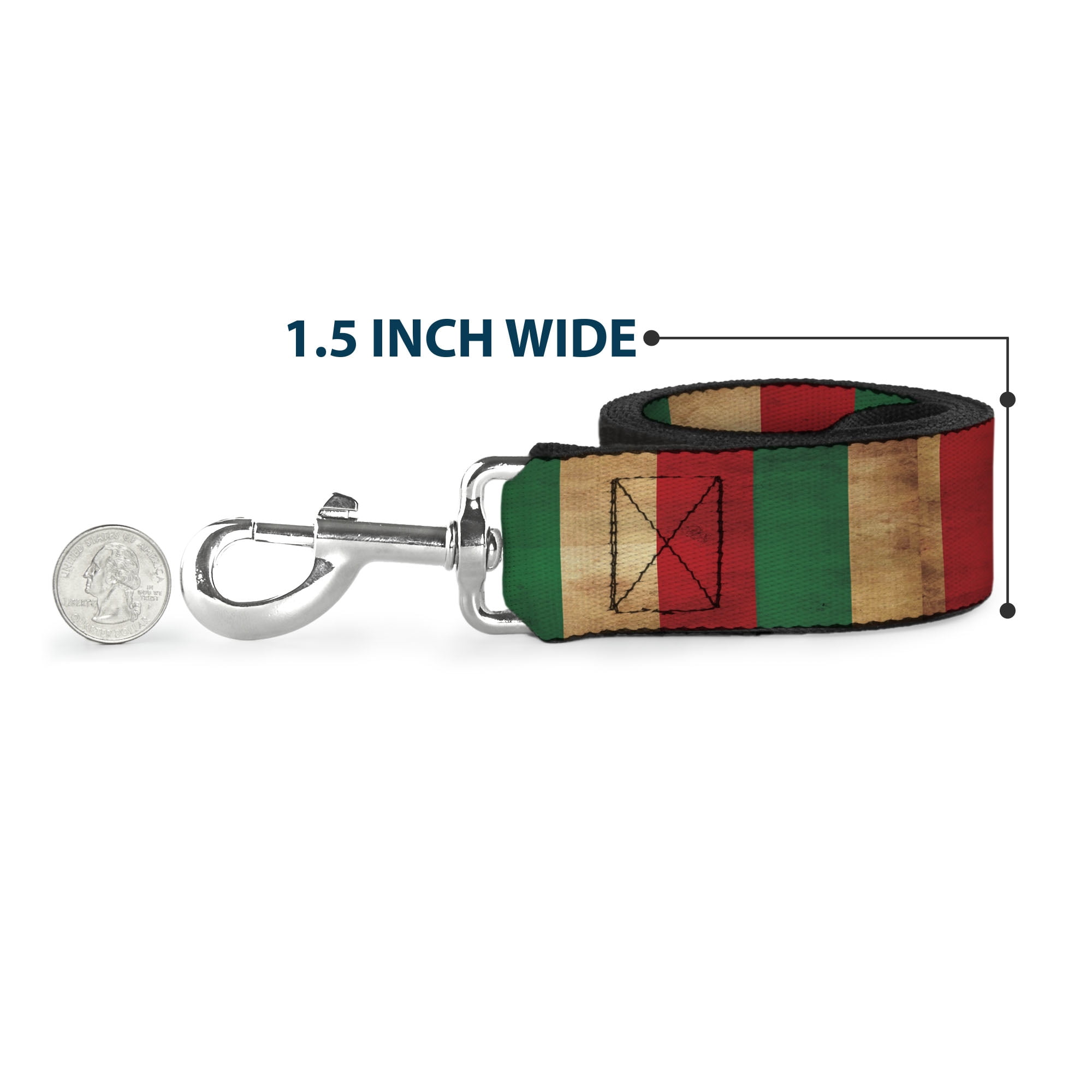 Buckle-Down Pet Leash, Dog Leash, Italy Flag Continuous Vintage, 6 Feet Long 1.0 Inch Wide