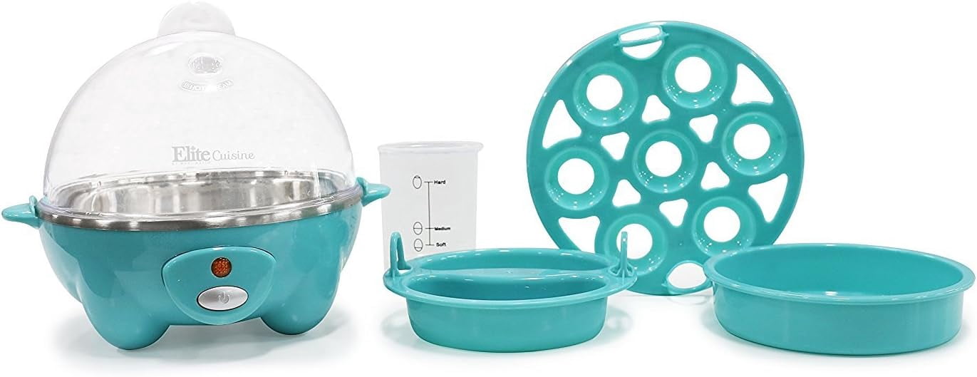 Easy Electric 7 Egg Capacity Soft, Medium, Hard-Boiled Cooker Poacher, Scrambled, Omelet Maker with Auto Shut-Off and Buzzer, BPA Free