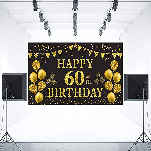 Happy 60th Birthday Party Banner 5'x3' Flag 