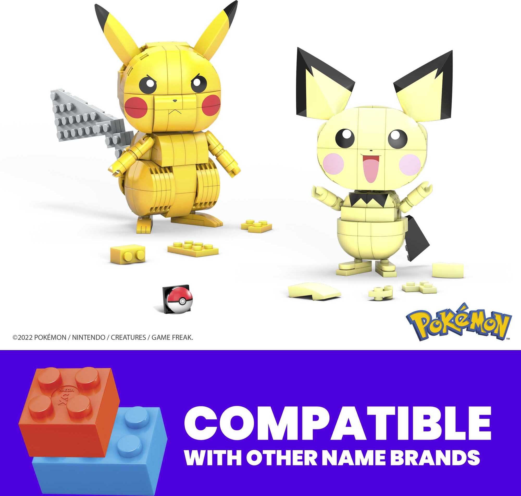  ​MEGA Pokémon Action Figures Toy Building Set, 4 Inch Pikachu,  Raichu and Pichu Build n Show Pikachu Evolution Trio with Poke Ball Pin :  Toys & Games