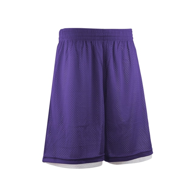 TOPTIE Men's 7" Reversible Basketball Shorts Long Mesh Sports Shorts Double Sided-Purple/White-S