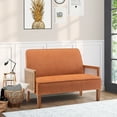 thumbnail image 6 of Andeworld Small Loveseat,2-seat Mini Sofa Couch with Rattan Armrests for Living Room,Bedroom(Orange), 6 of 6